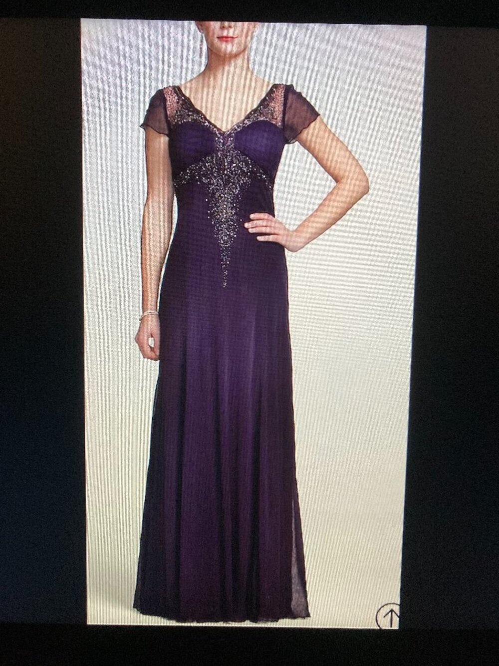 Dave & Johnny Deep Purple Beaded Maxi Dress Women Size 7.8